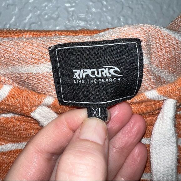 Rip Gurl Womens Striped Drawstring Long Sleeve Knit Hooded Sweater Orange XL - Picture 9 of 10